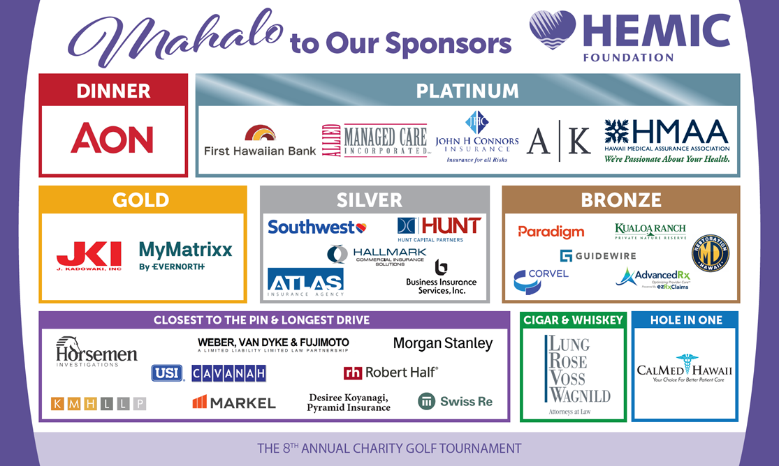 2025 HEMIC Foundation Charity Golf Tournament Sponsors